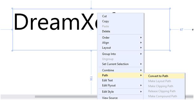 click on Convert to Path